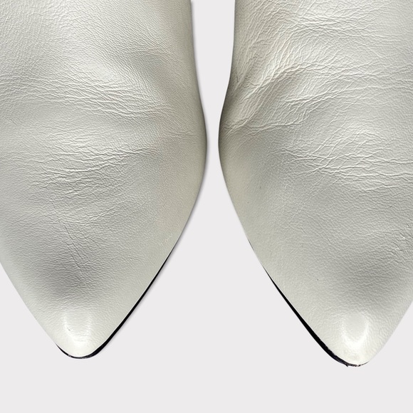 Joie White and Black Leather Slip On Pointed Toe Kitten Heel Ankle Booties 37.5 - Picture 5 of 11